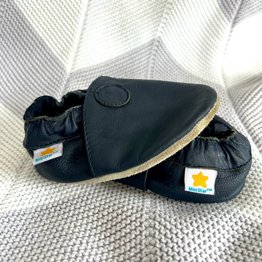 Mini Star Navy Blue Baby Moccasins 6-12 Months